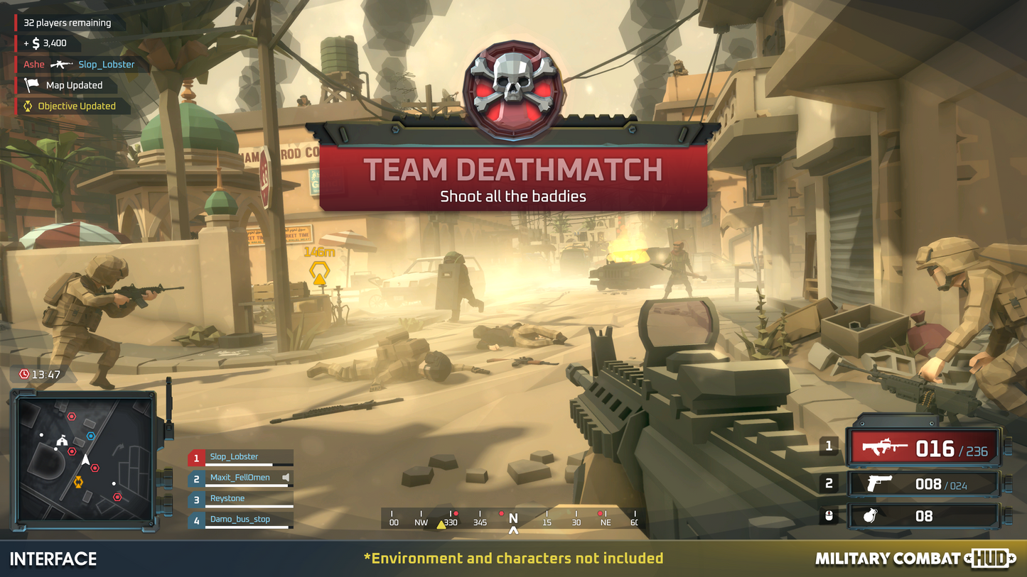Team Deathmatch HUD component for team shooter games
