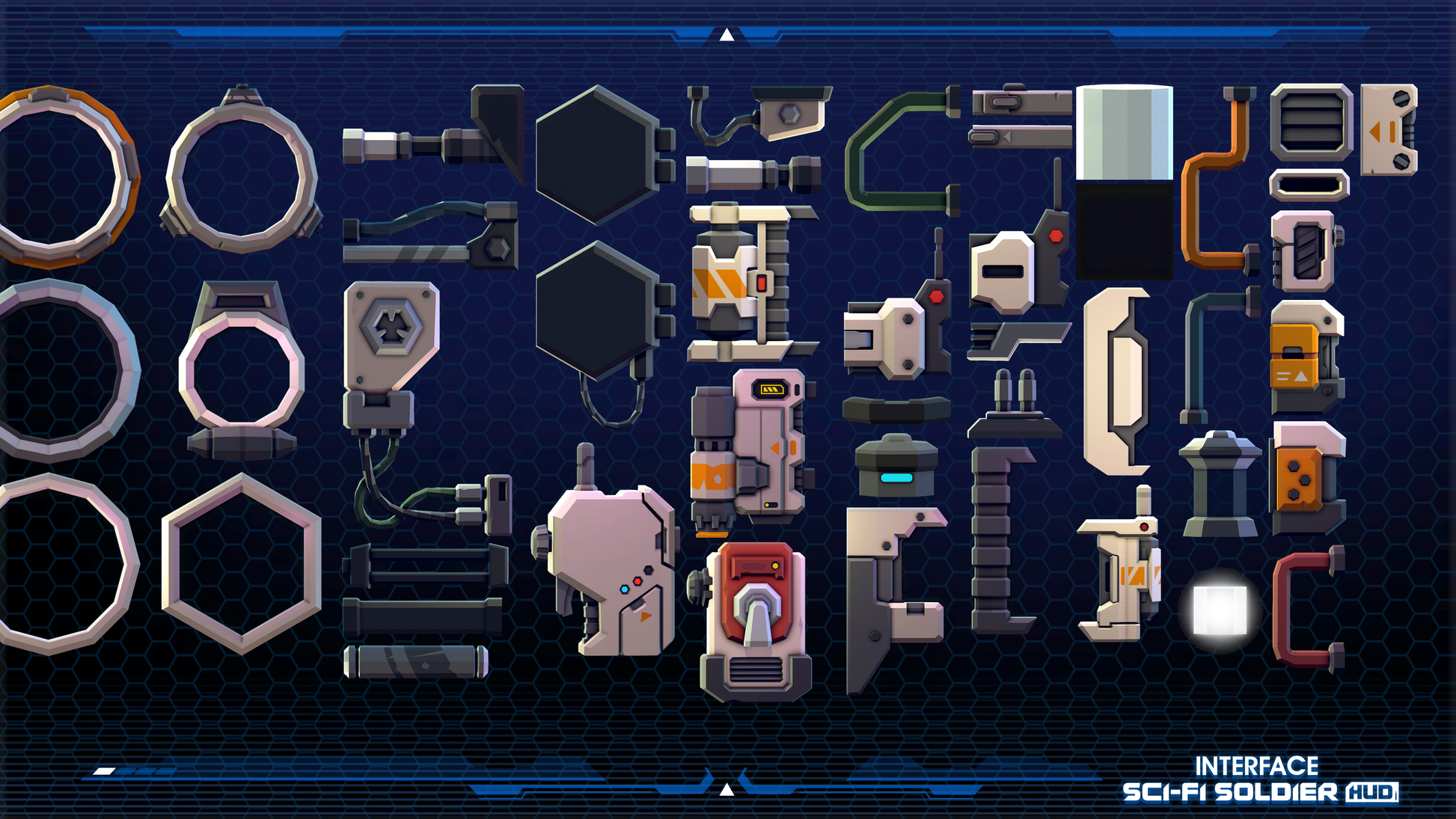 Engine component sprites from the INTERFACE Sci-Fi Soldier HUD asset pack