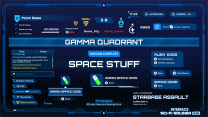 Textual overlays from the INTERFACE Sci-Fi Soldier HUD 3D game asset pack