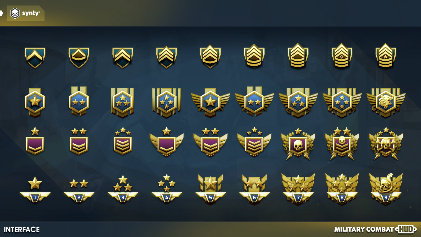 Gold and prestige level badges for players in shooter games