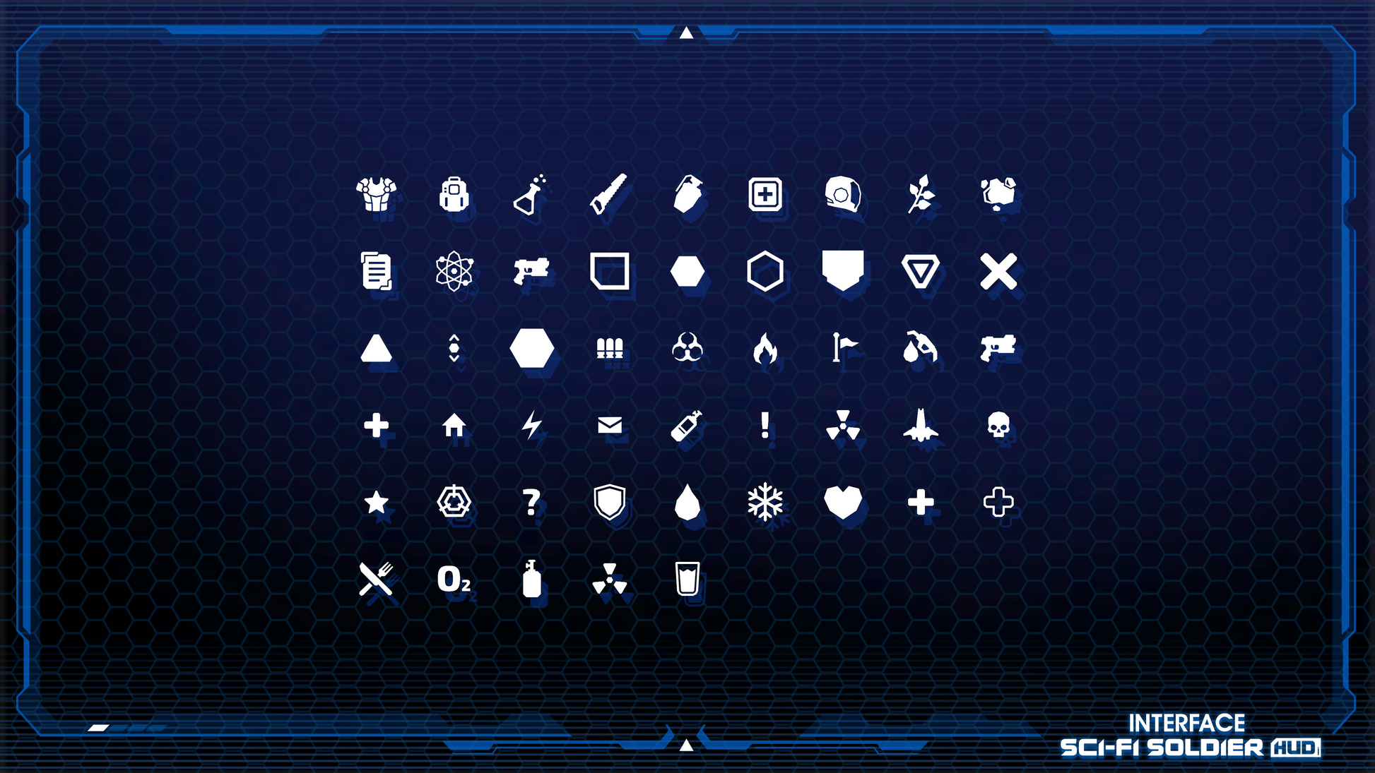 Menu indicator sprites from the INTERFACE Sci-Fi Soldier HUD asset pack