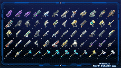 Weapon icons from the INTERFACE Sci-Fi Soldier HUD 3D game asset pack