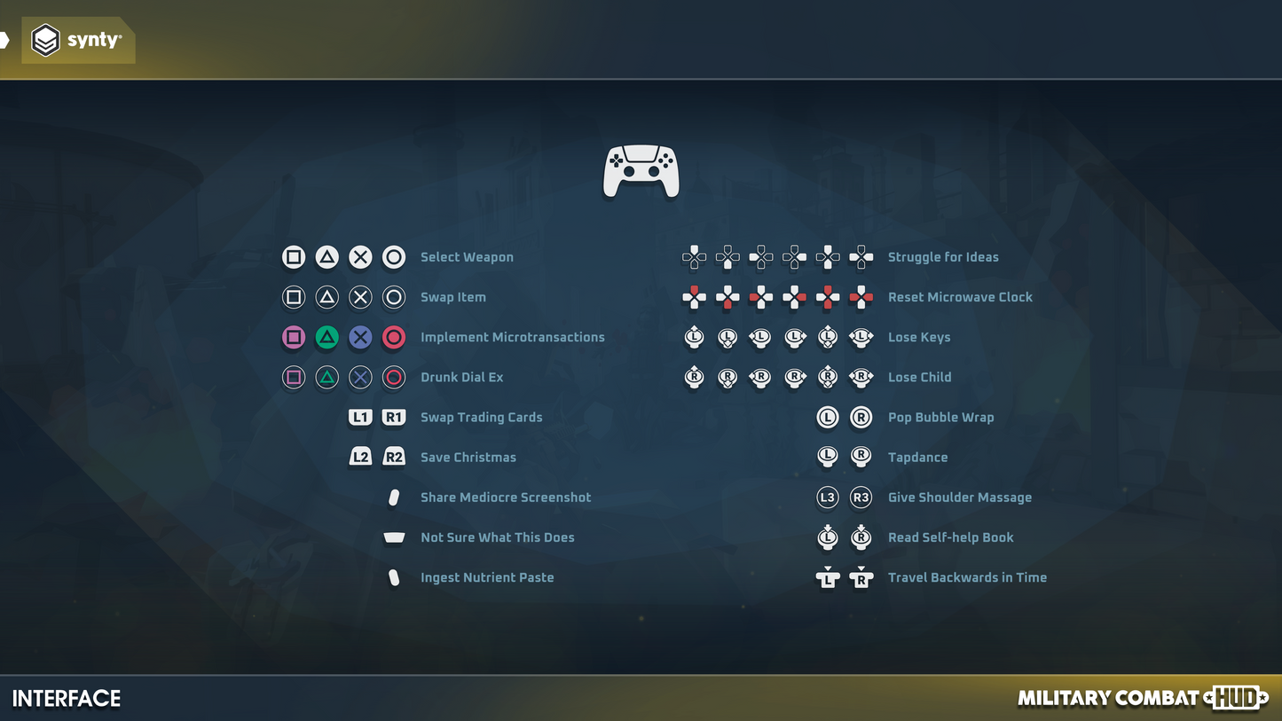 Playstation HUD input icons for shooter game designers