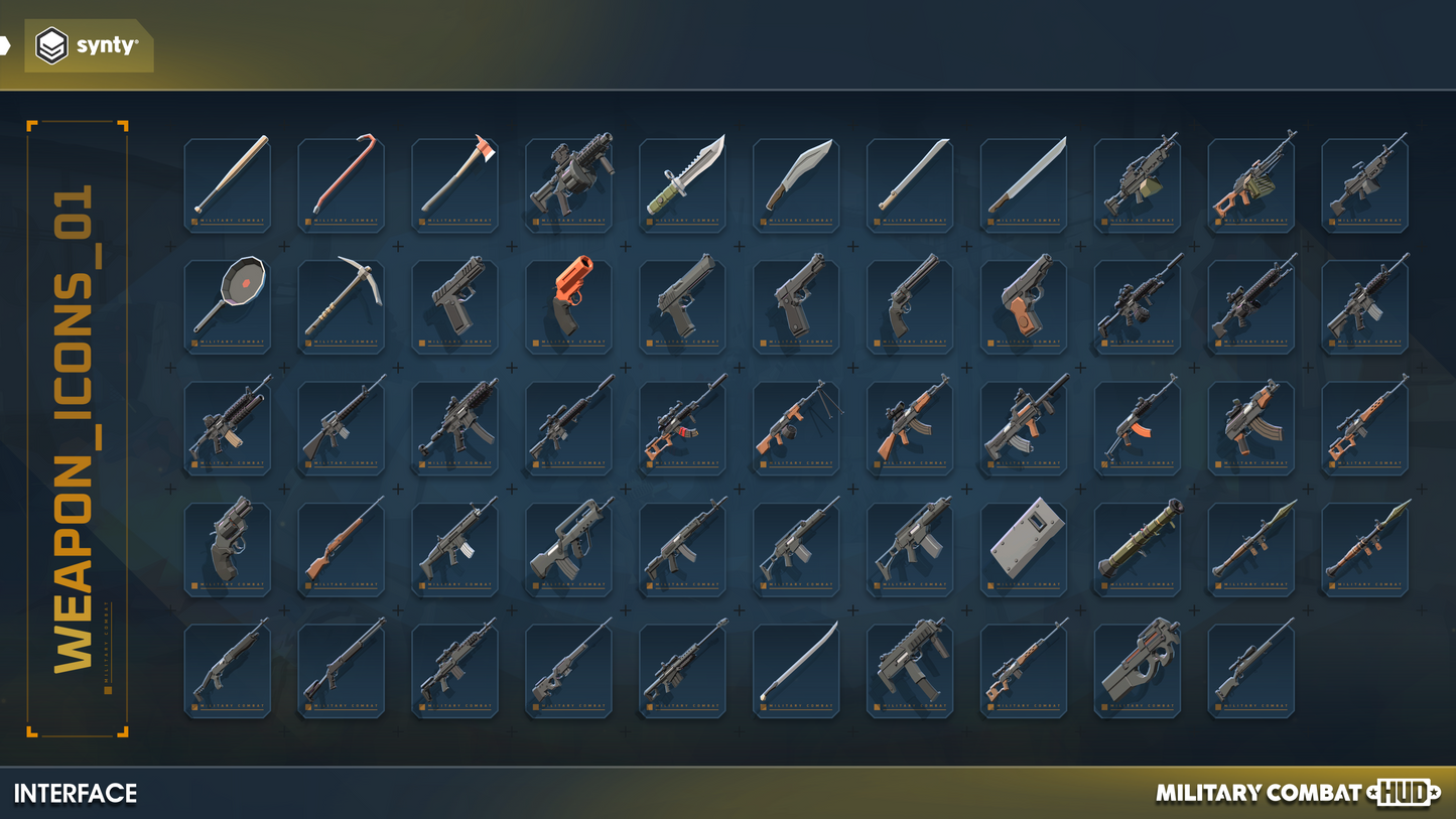 Melee and ranged weapon HUD icons