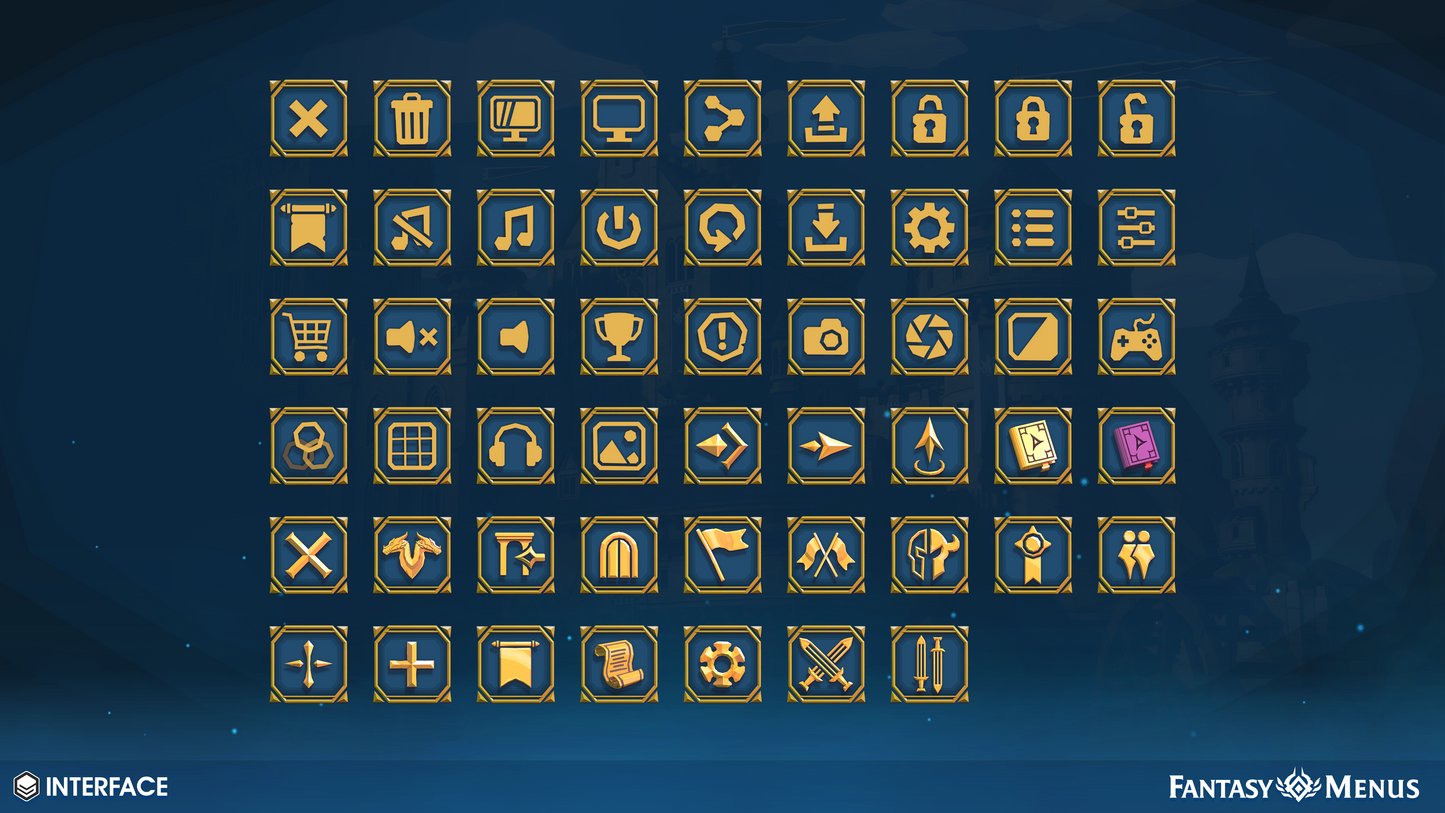 Over 700 sprites and icons for Unity game menu design