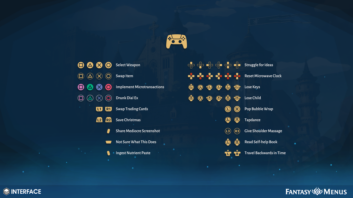 2D sprites and UI components for creating a main menu in a PlayStation game