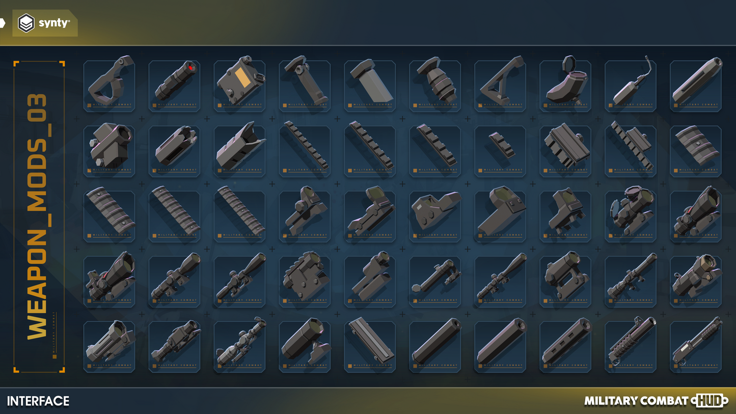 Weapon mod HUD icons for primary and secondary equipment slots