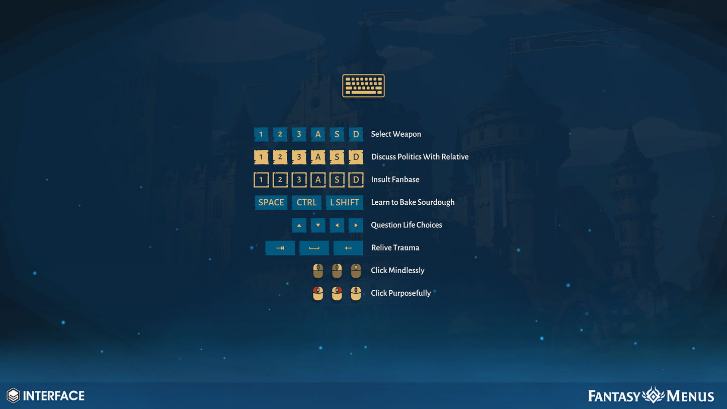 2D sprites and UI components for creating a keyboard input main menu in a game