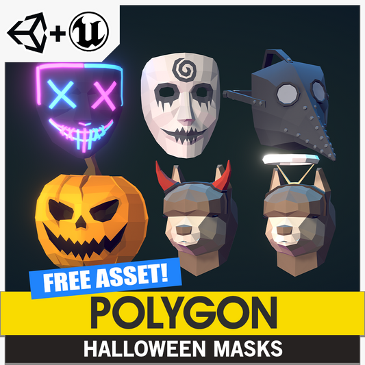 Free POLYGON Halloween Horror Masks game development assets for Unreal Engine and Unity
