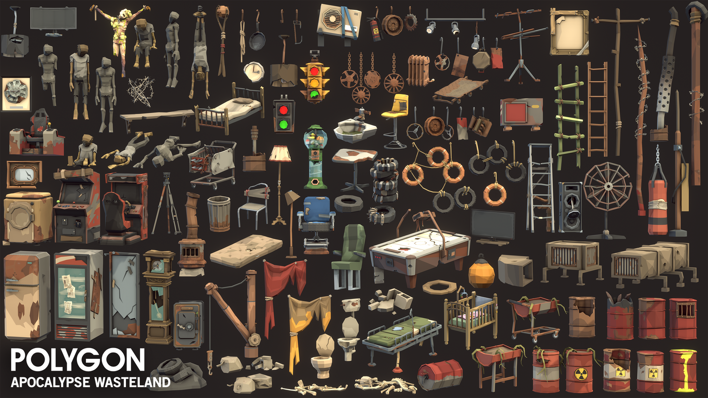 Apocalyptic indoor decoration assets