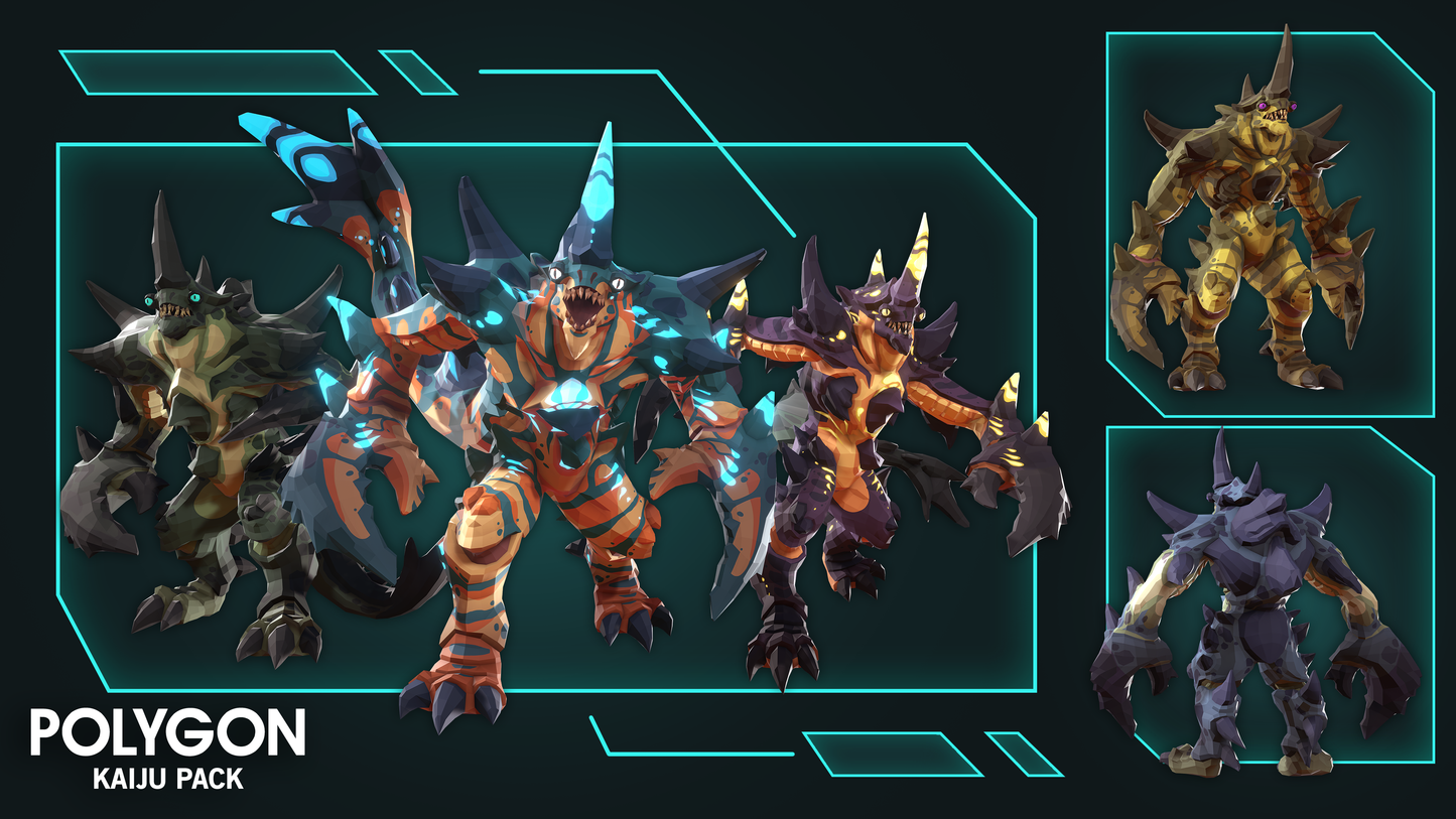 Polygon Kaiju 3D game asset pack showcasing the crab monster character