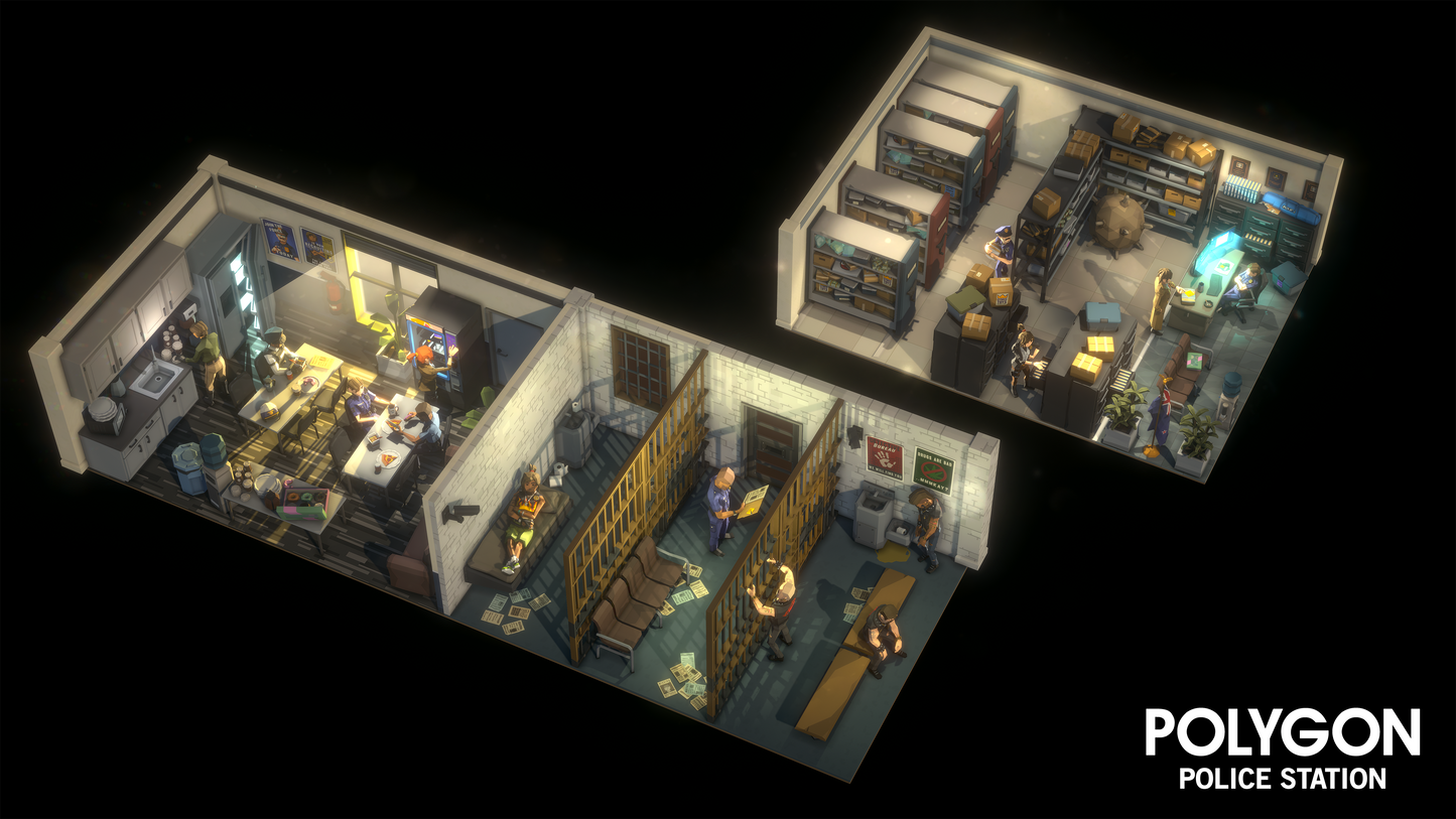 Police station rooms designed with POLYGON 3D assets