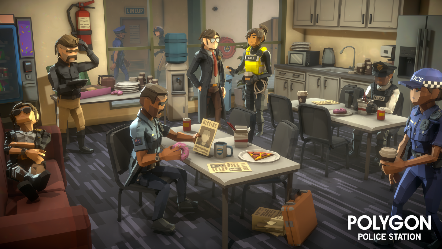 3D game assets for creating a police station break room
