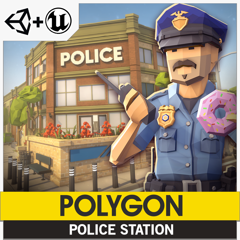 POLYGON Police Station 3D asset pack for Unity and Unreal Engine game development