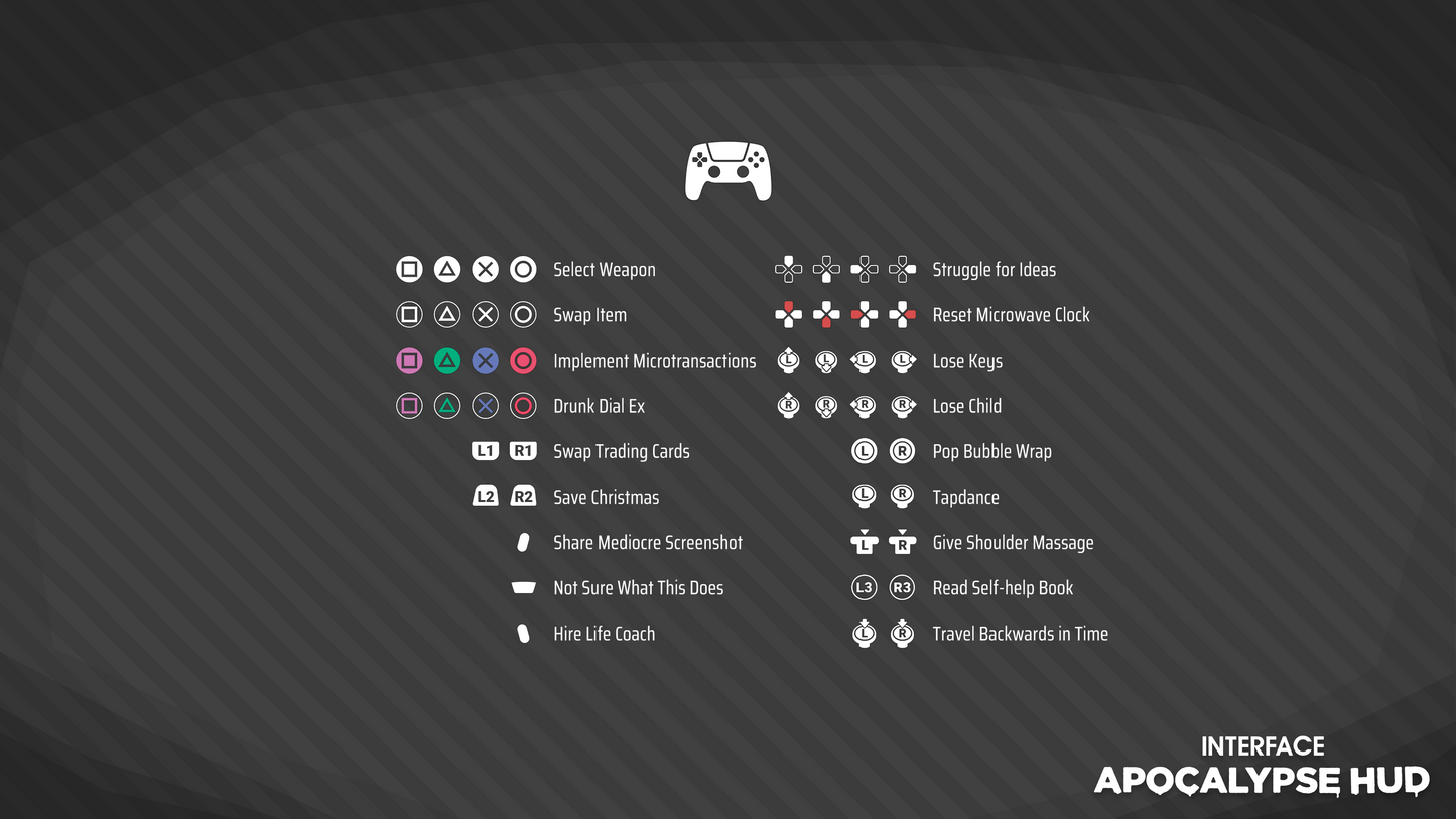 INTERFACE Apocalypse HUD UI asset pack displaying user game device sprites for game design