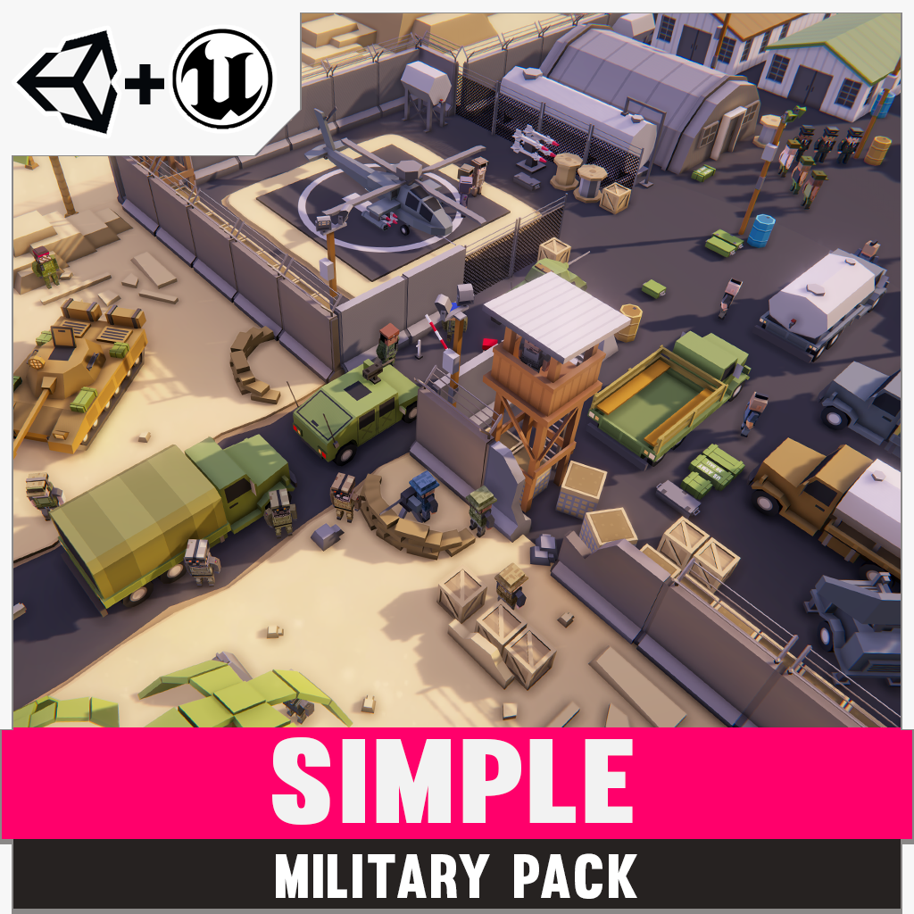 Simple Military for Unity and Unreal 3D low poly asset game development