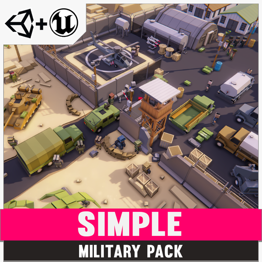 Simple Military for Unity and Unreal 3D low poly asset game development