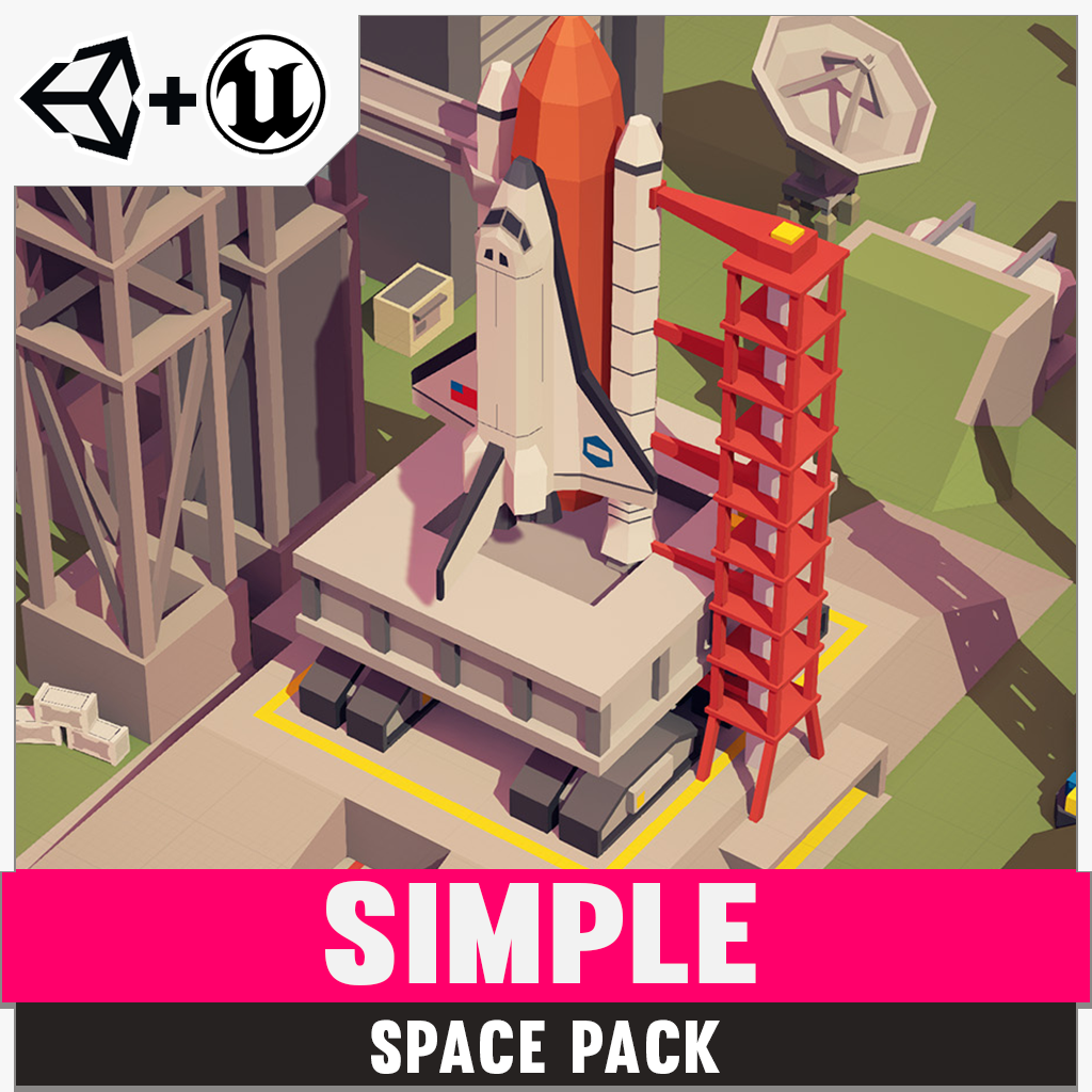 Simple Space Cartoon Assets for Unity and Unreal 3D game development