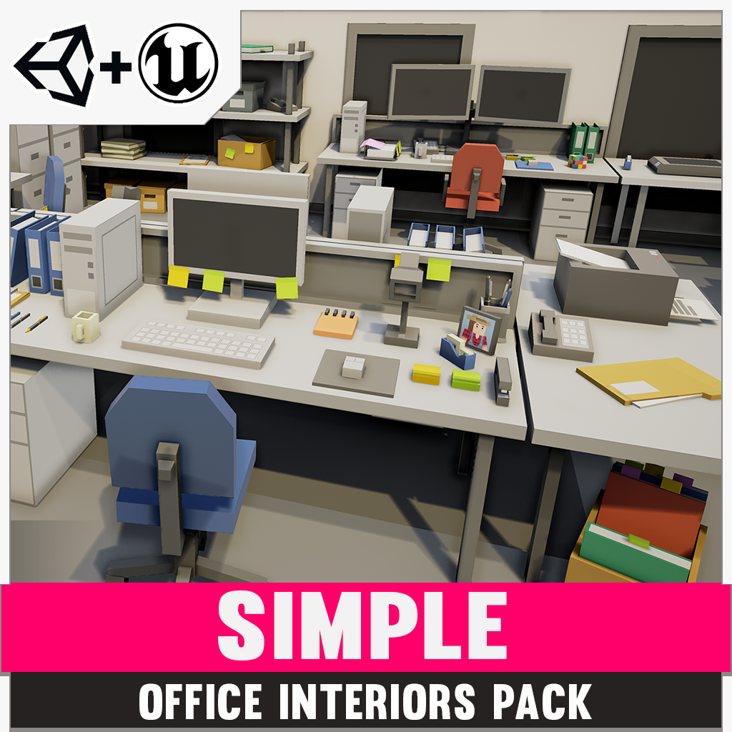 Simple Office Interiors Pack for Unity and Unreal Engine game development