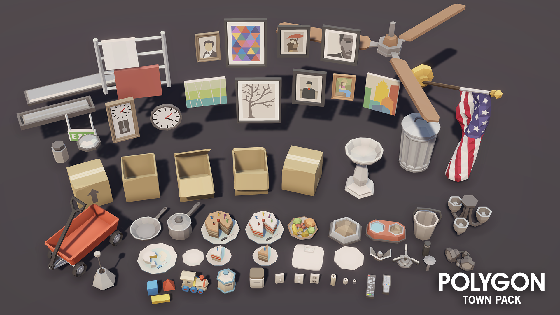 Bedroom decorations for 3D low poly town games