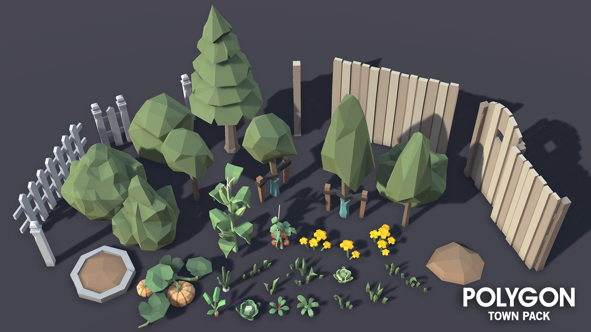 POLYGON Town Pack garden and vegetation textures, props and items for populating a town level in a game