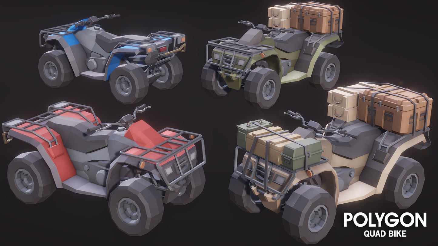 3D quad bike vehicles for low poly game development