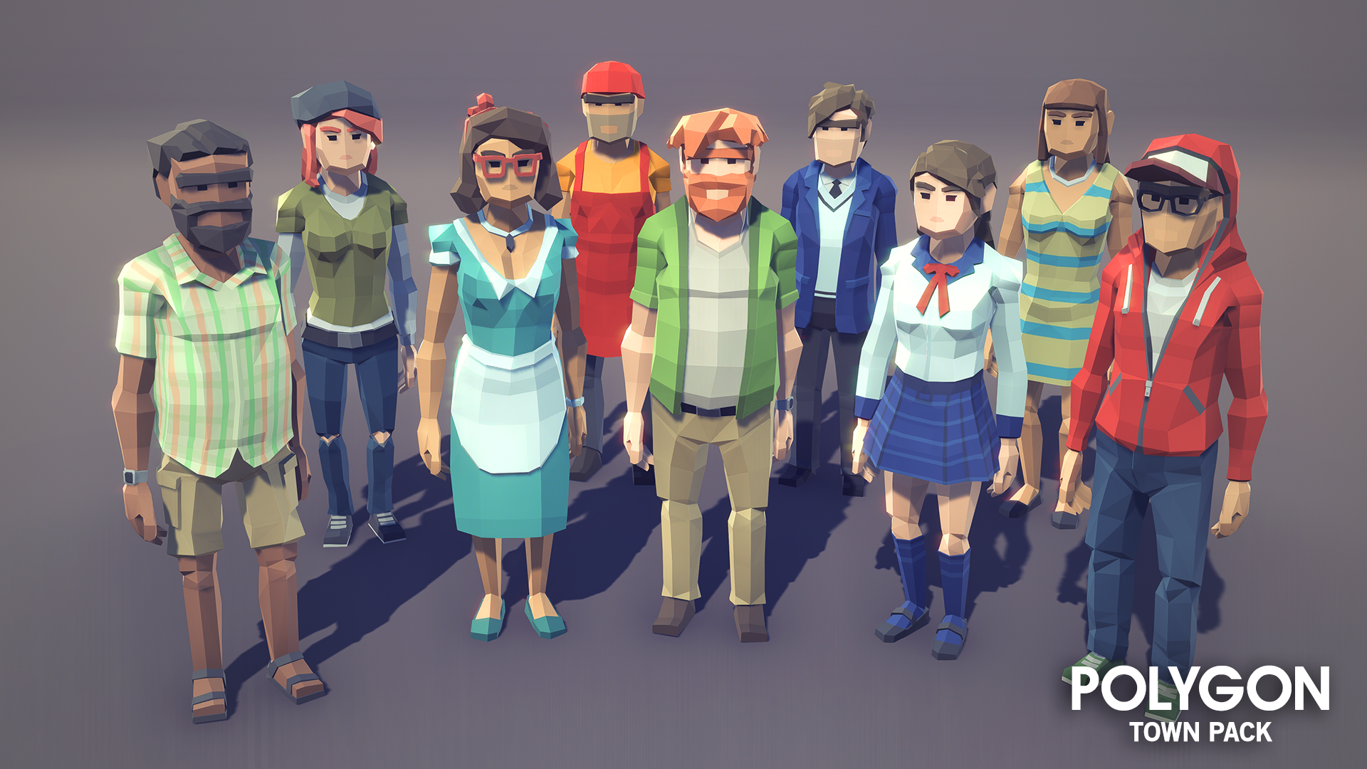 POLYGON Town Pack towns people for populating suburban game levels and environments