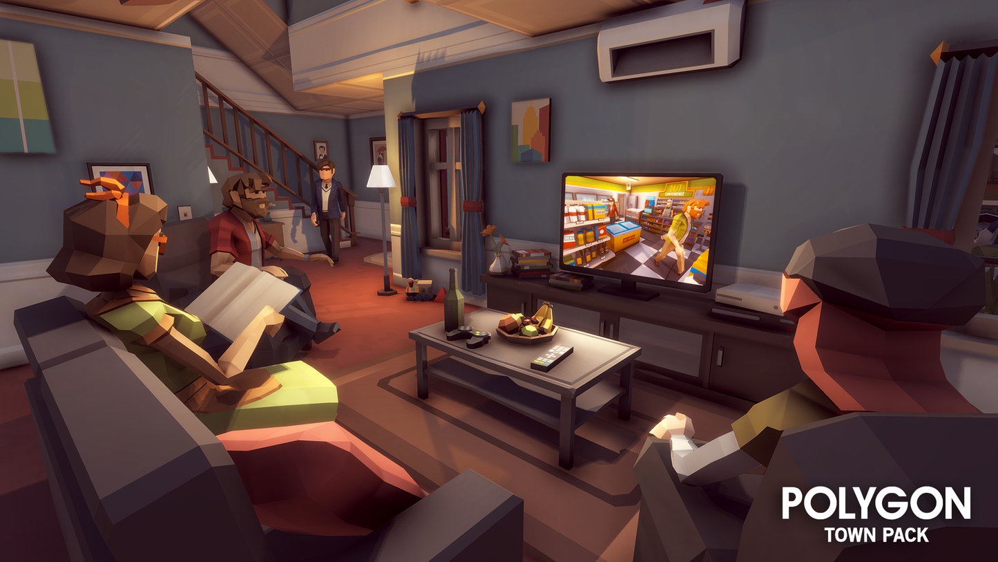 A family siting on different sofa's watching television