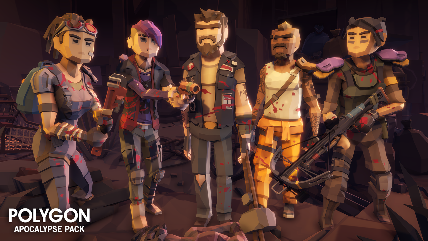 Apocalypse Pack 3D low poly rival and enemy character assets for game development