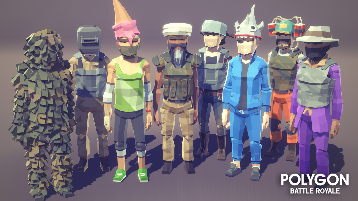 Battle Royale Pack low poly rival character class assets for game development