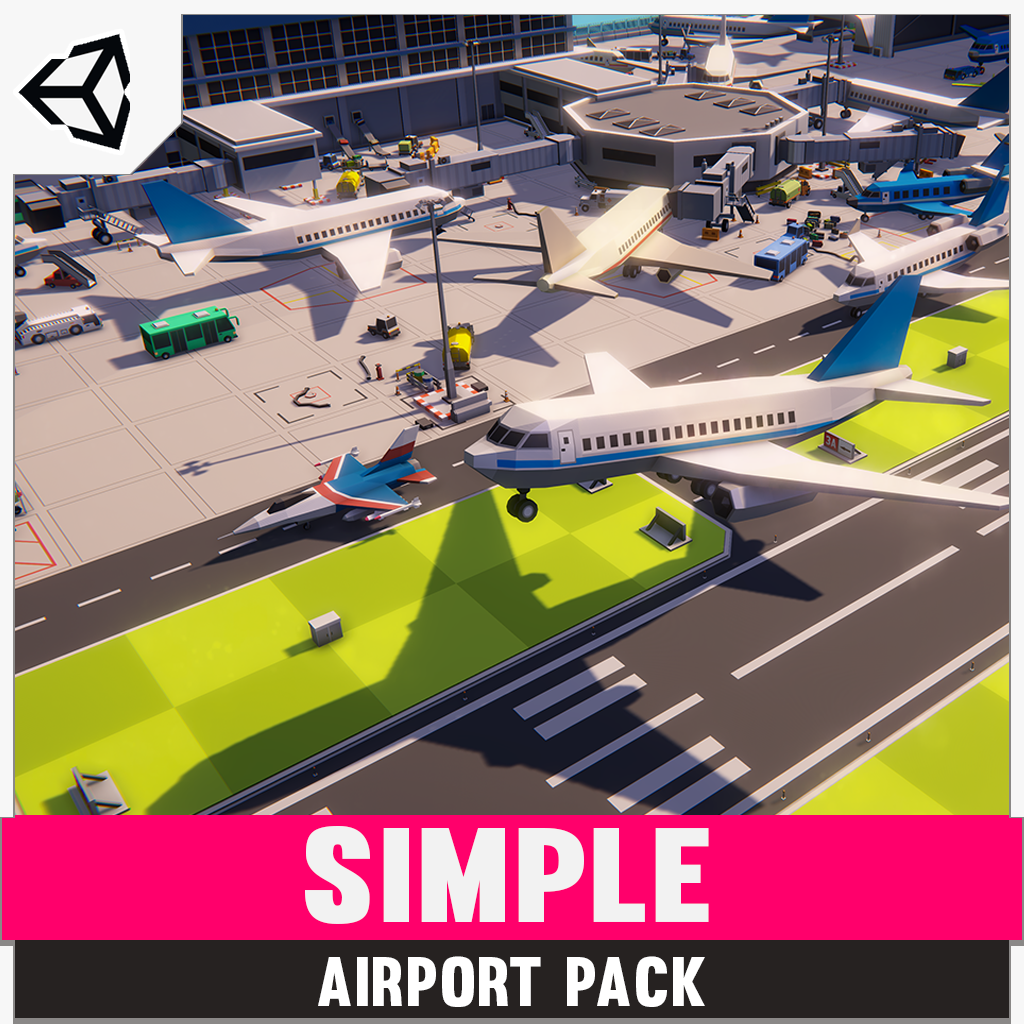Simple Airport Pack for Unity and Unreal Engine 3D low poly asset game development