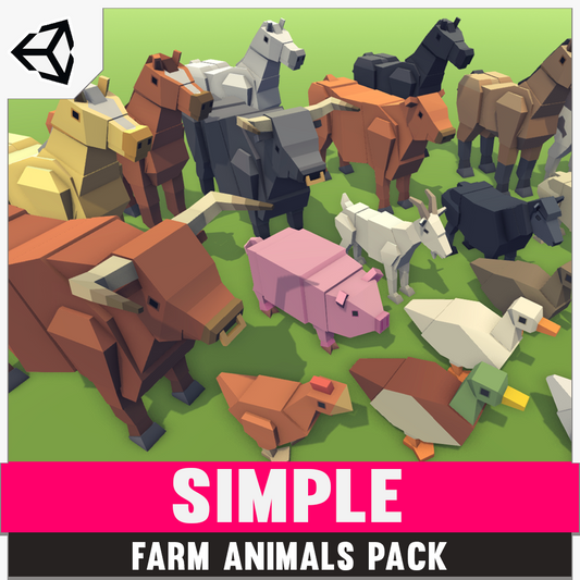Simple Farm Animals - Cartoon Assets