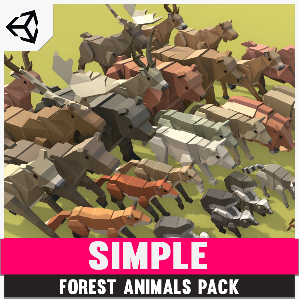 Simple Forest Animals Pack for Unity low poly game development