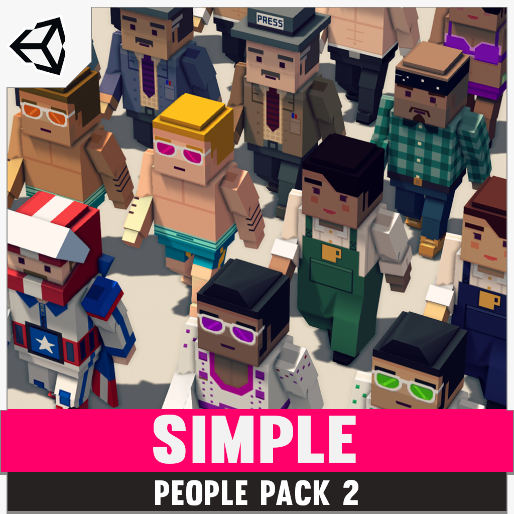 Simple People Pack 2 low poly game assets for Unity