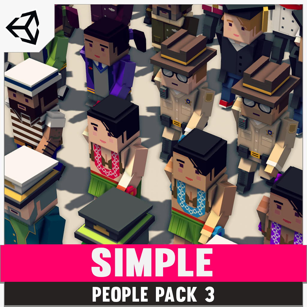 Simple People Pack 3 low poly game assets for Unity