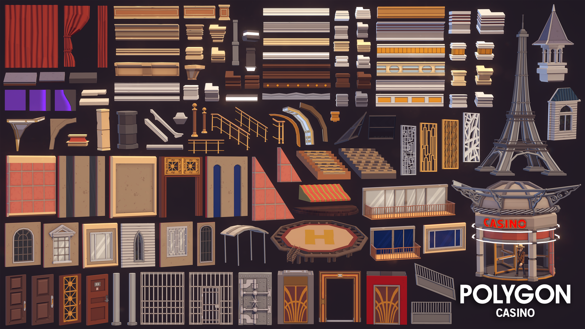 POLYGON Casino 3D asset pack for Unity and Unreal Engine game development