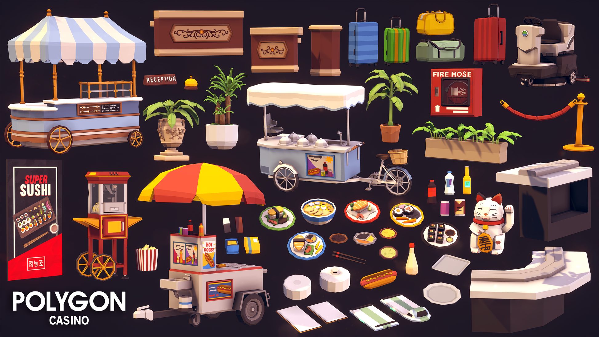 POLYGON Casino 3D asset pack for Unity and Unreal Engine game development