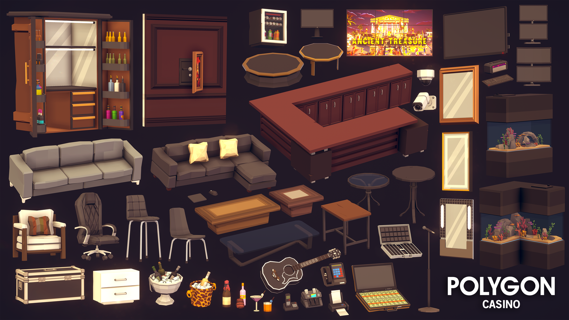 POLYGON Casino 3D asset pack for Unity and Unreal Engine game development