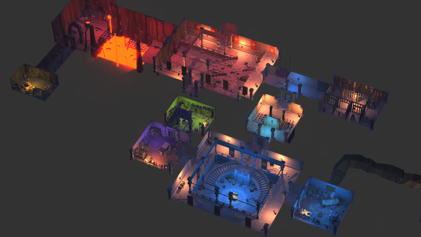 Aerial view of Simple Dungeons level design