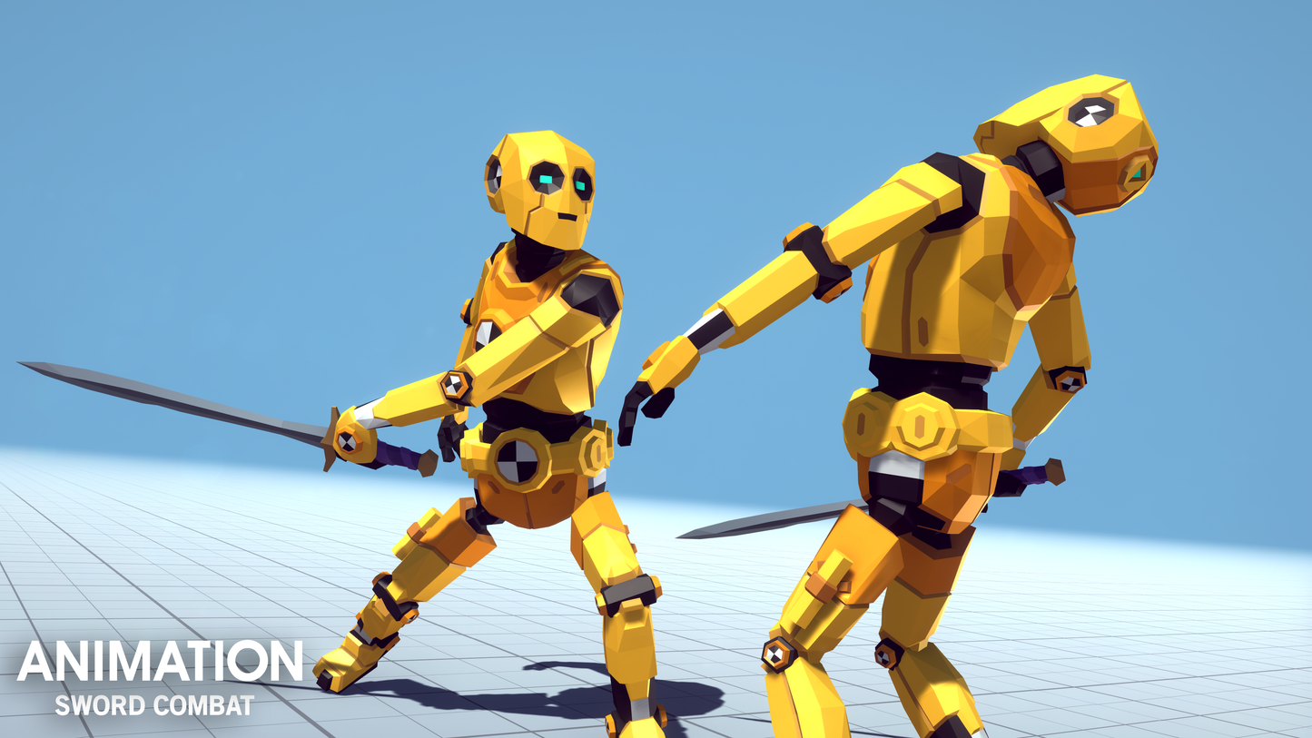 Two figures showcasing attack and hit animation motion file assets