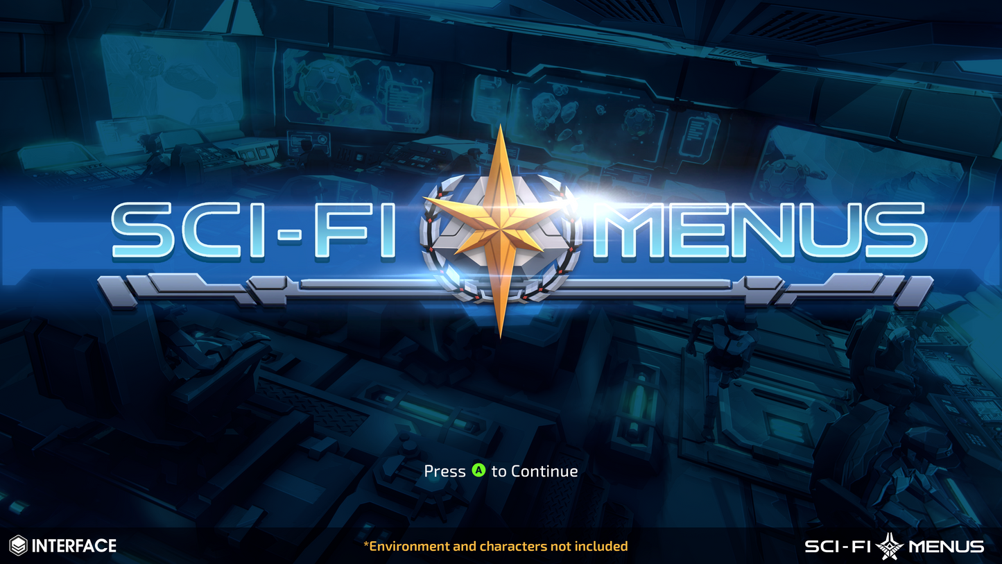 Sci-Fi Menus game title screen with futuristic interface design.