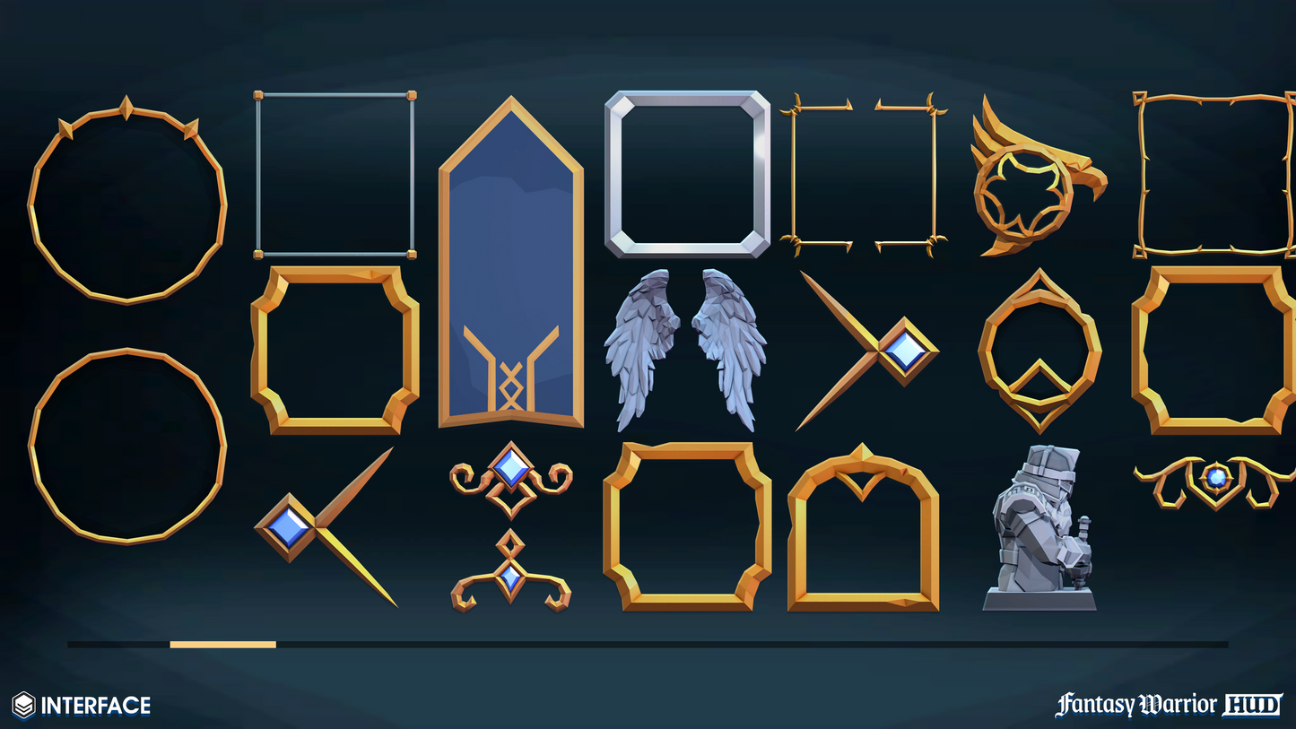 UI character potrait sprites and icons from the Fantasy Warrior HUD pack