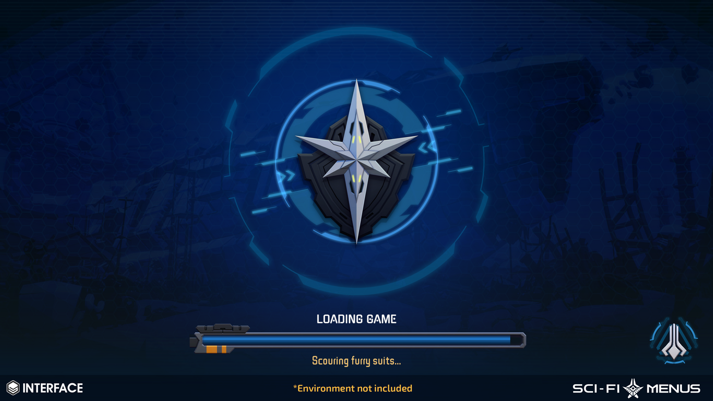 Loading screen UI with a star emblem on a dark blue background