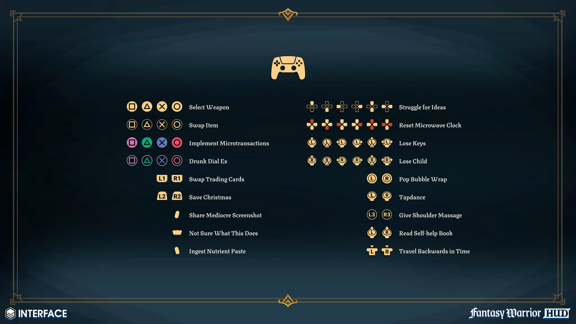 PlayStation input ineractions for game UI and HUD design