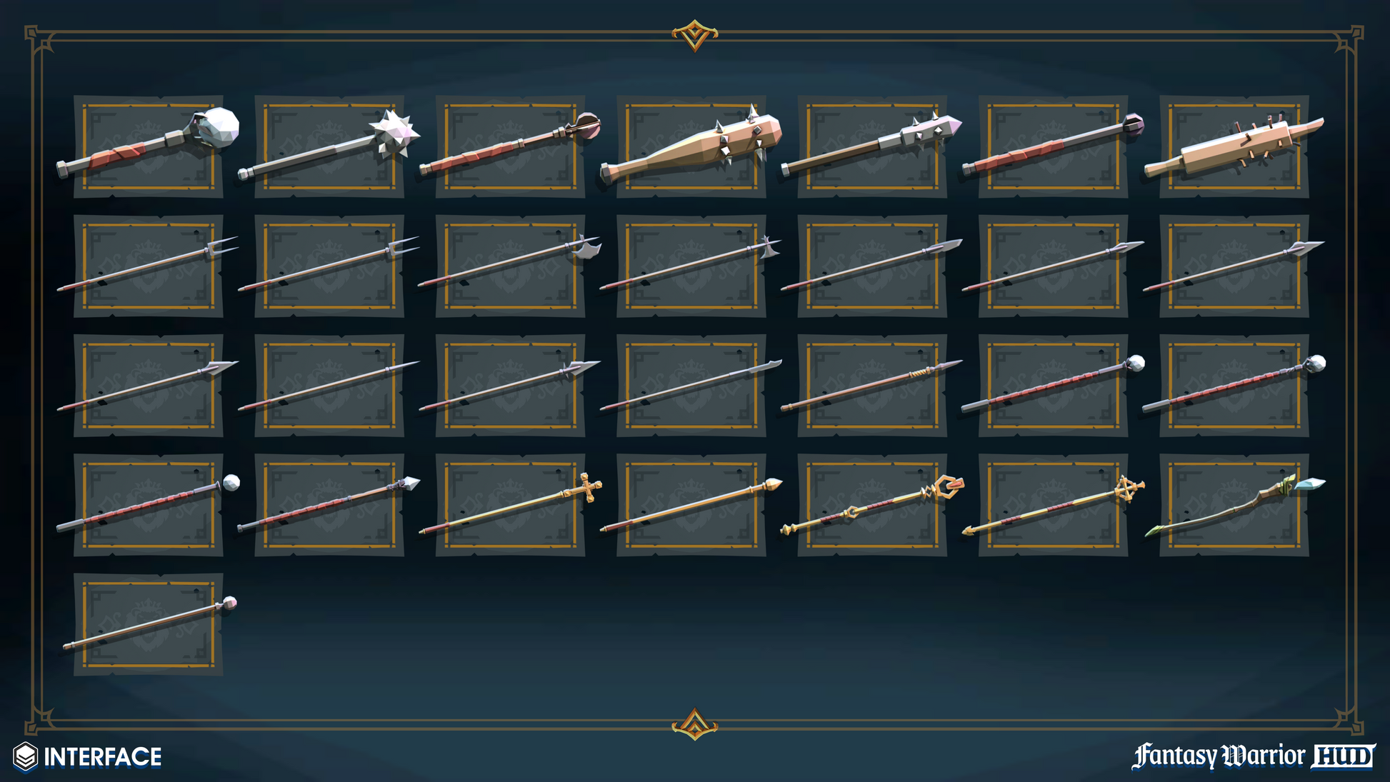 Blunt and sharp melee weapon game icons