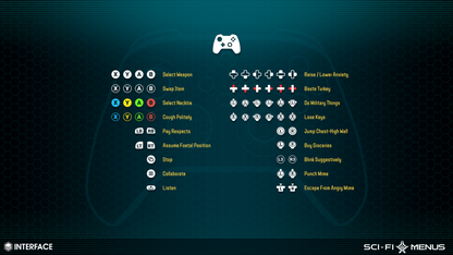 Xbox controller inputs from the Sci-FI Menu's asset pack