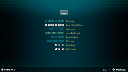 Keyboard and mouse inputs from the INTERFACE Sci-FI Menus 3D asset pack