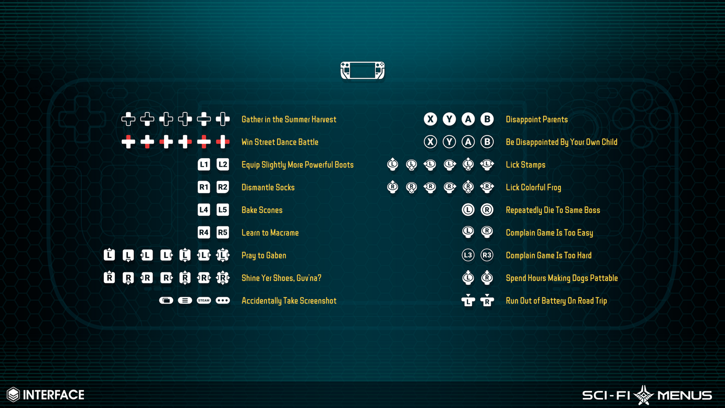 Steam Deck inputs from the INTERFACE Sci-FI Menus 3D asset pack