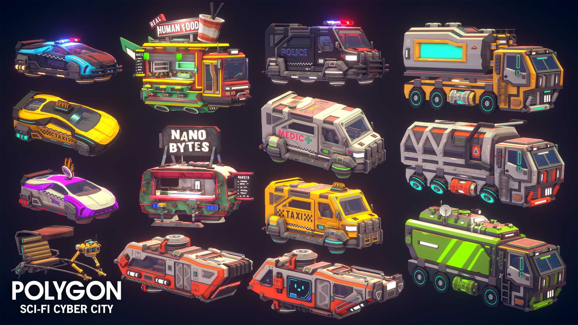 POLYGON - Sci Fi Cyber City - Low Poly 3D Game Assets
