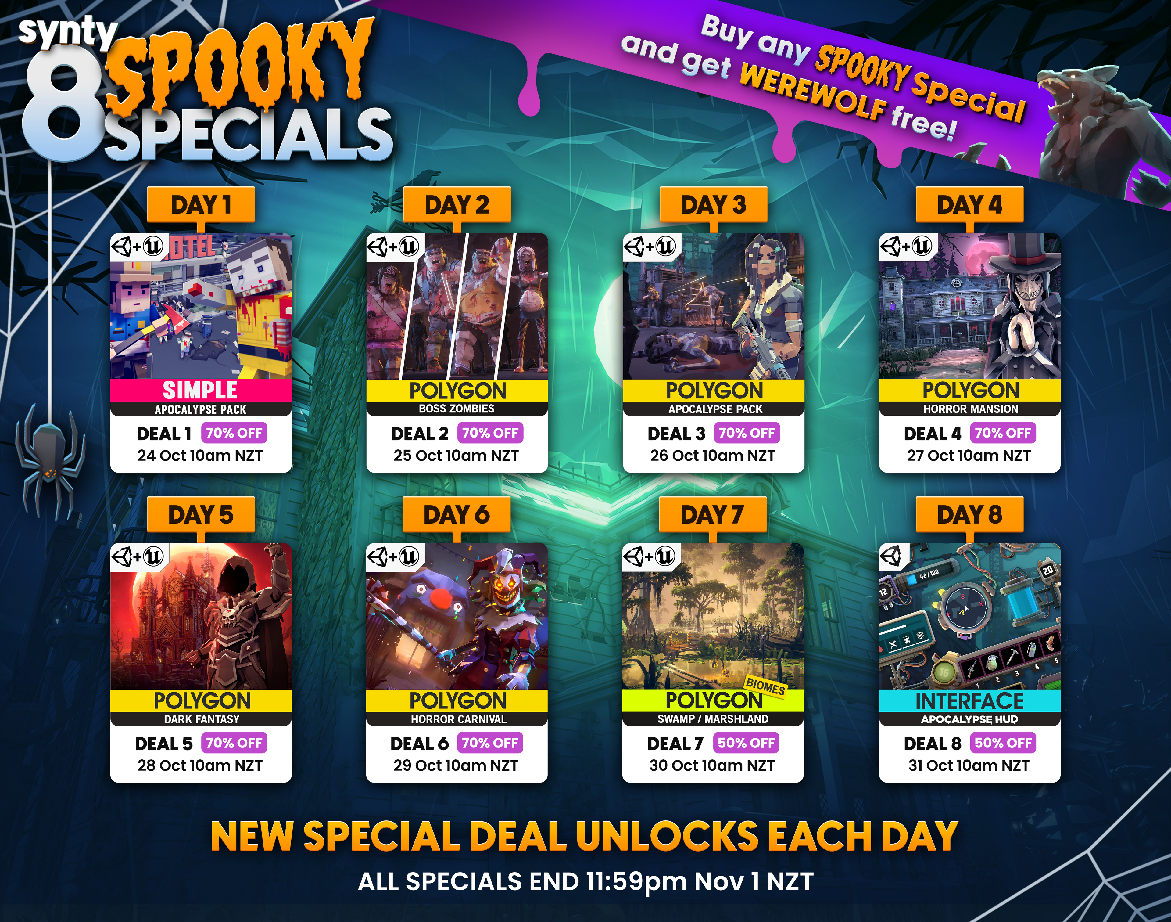 Spooky Specials - Get 50-70% off our 8 spooky specials.